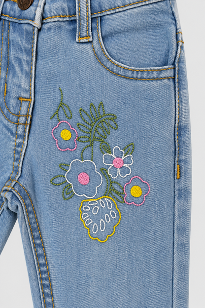 Girls embroidered denim pant 04