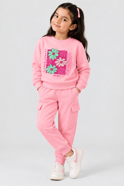 Girls pink fleece coord set