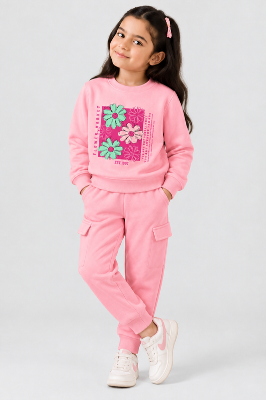 Girls pink fleece coord set