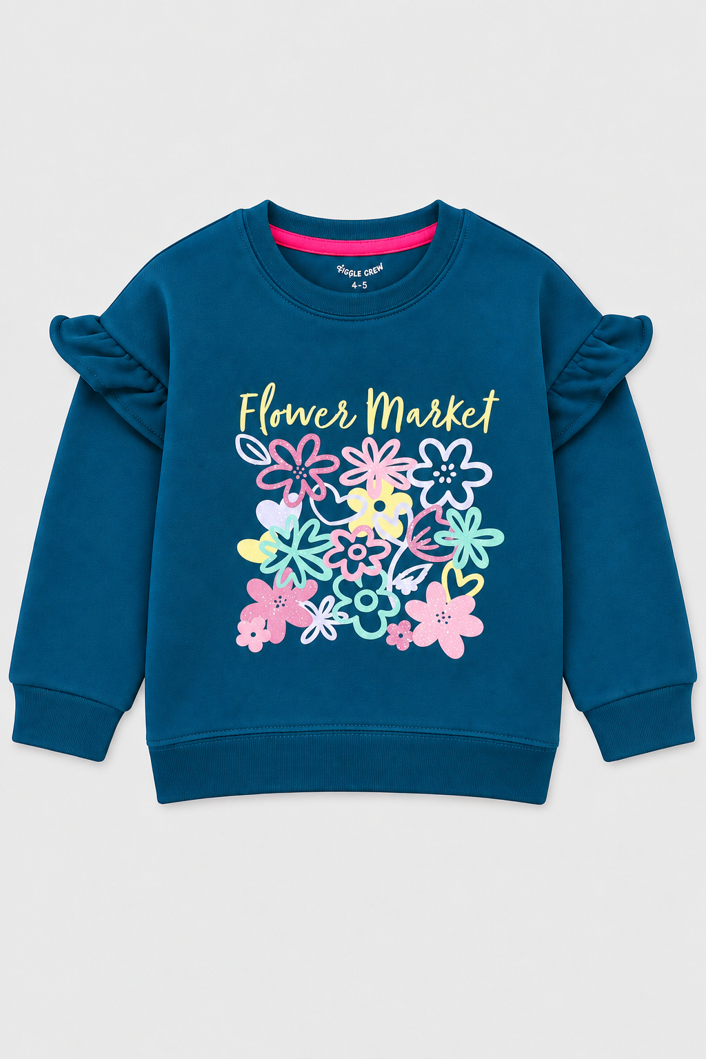 Girl Flower Ruffle Sleeve Sweatshirt