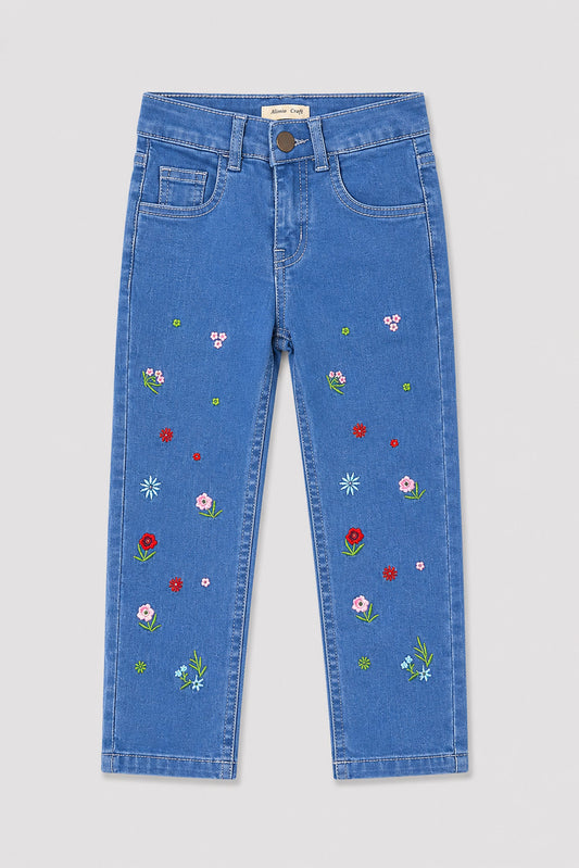 Girls embroidered denim pant