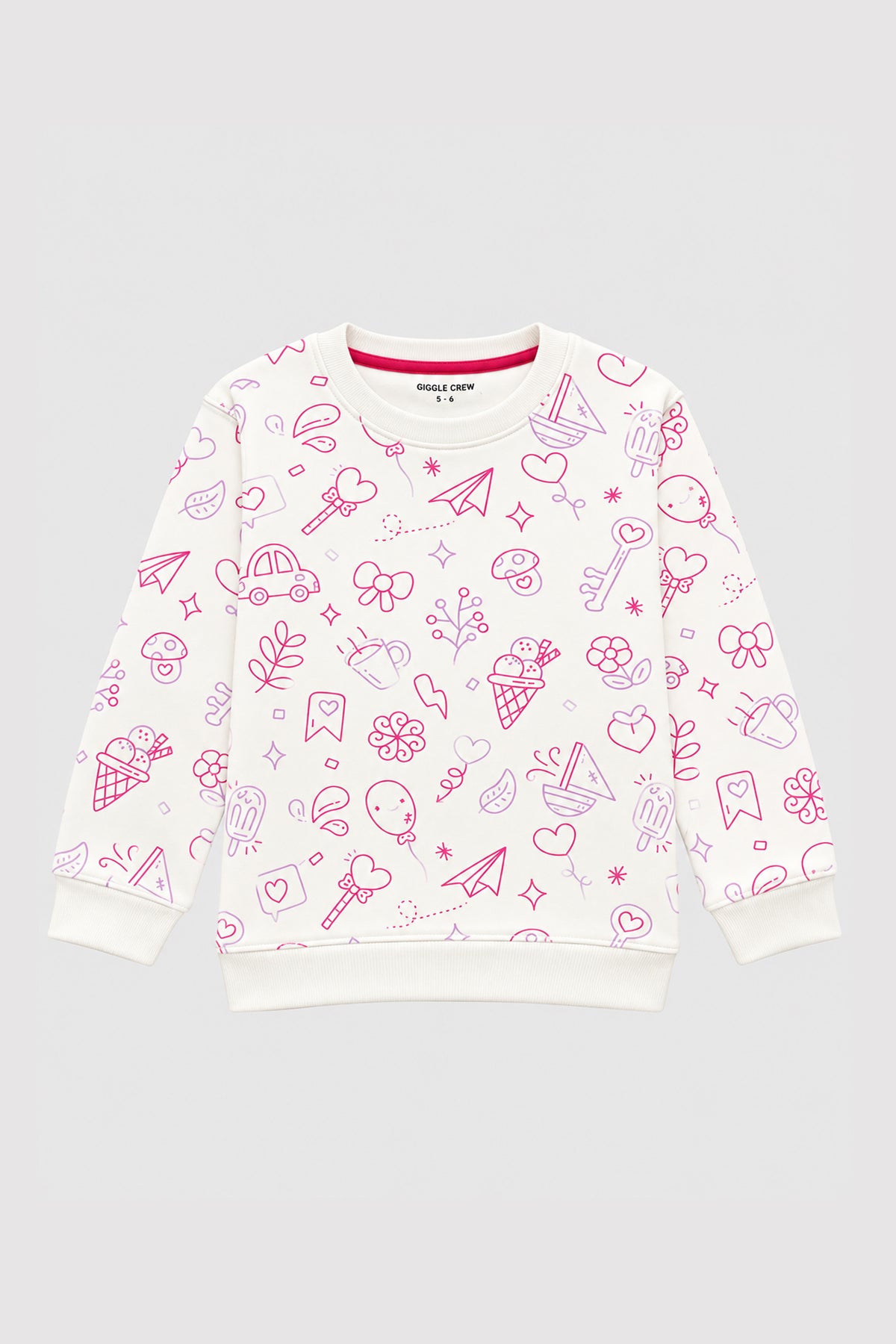Girl pink rotary printed Sweatshirt