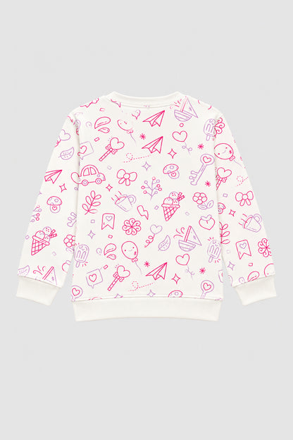 Girl pink rotary printed Sweatshirt