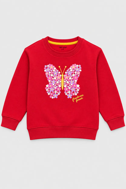 Girl red butterfly sweatshirt