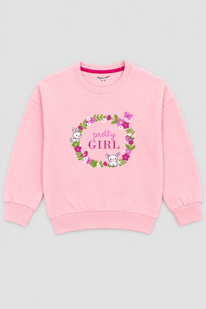 Girl pink flower sweatshirt