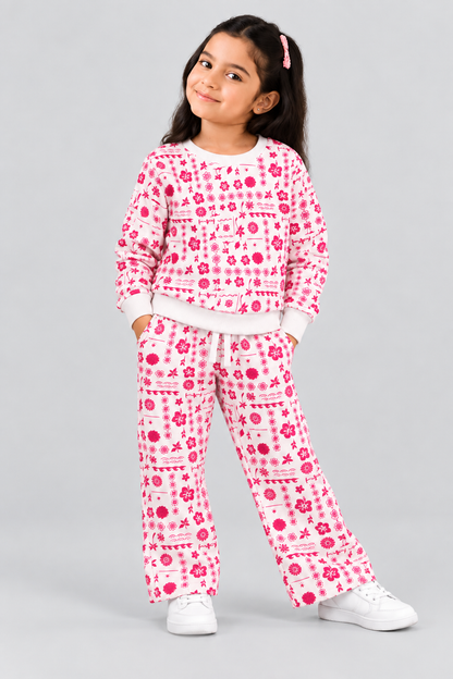 Girls white fleece coord set