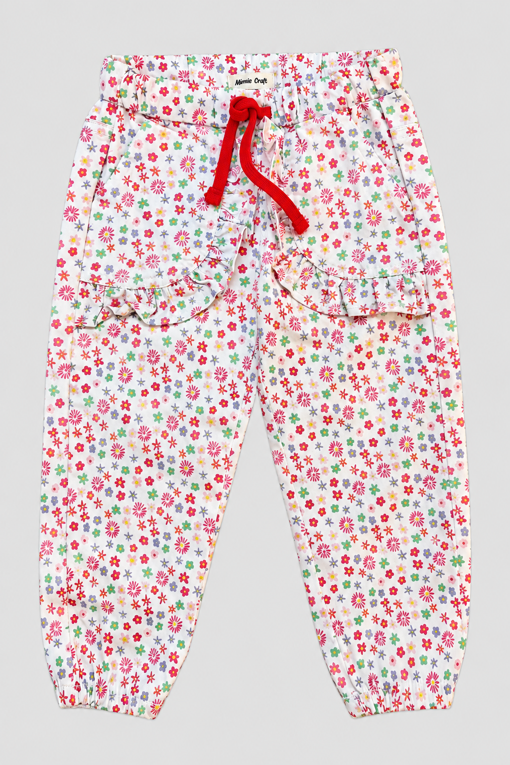 Girls Floral Ruffle Pocket Capri