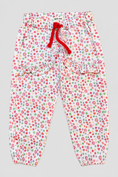 Girls Floral Ruffle Pocket Capri