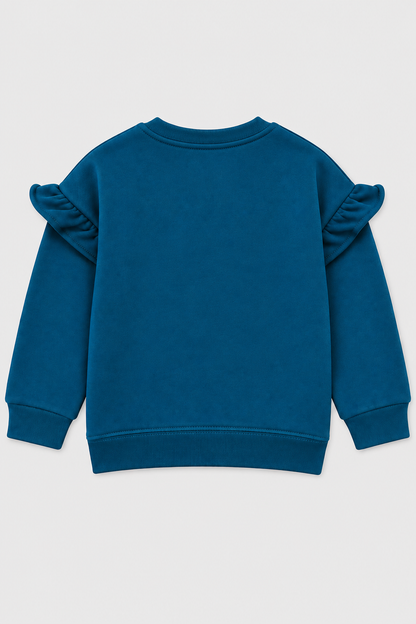 Girl Flower Ruffle Sleeve Sweatshirt